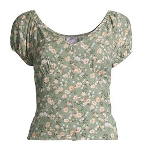 NB Juniors Sage Square Babydoll Cap Sleeve Blouse